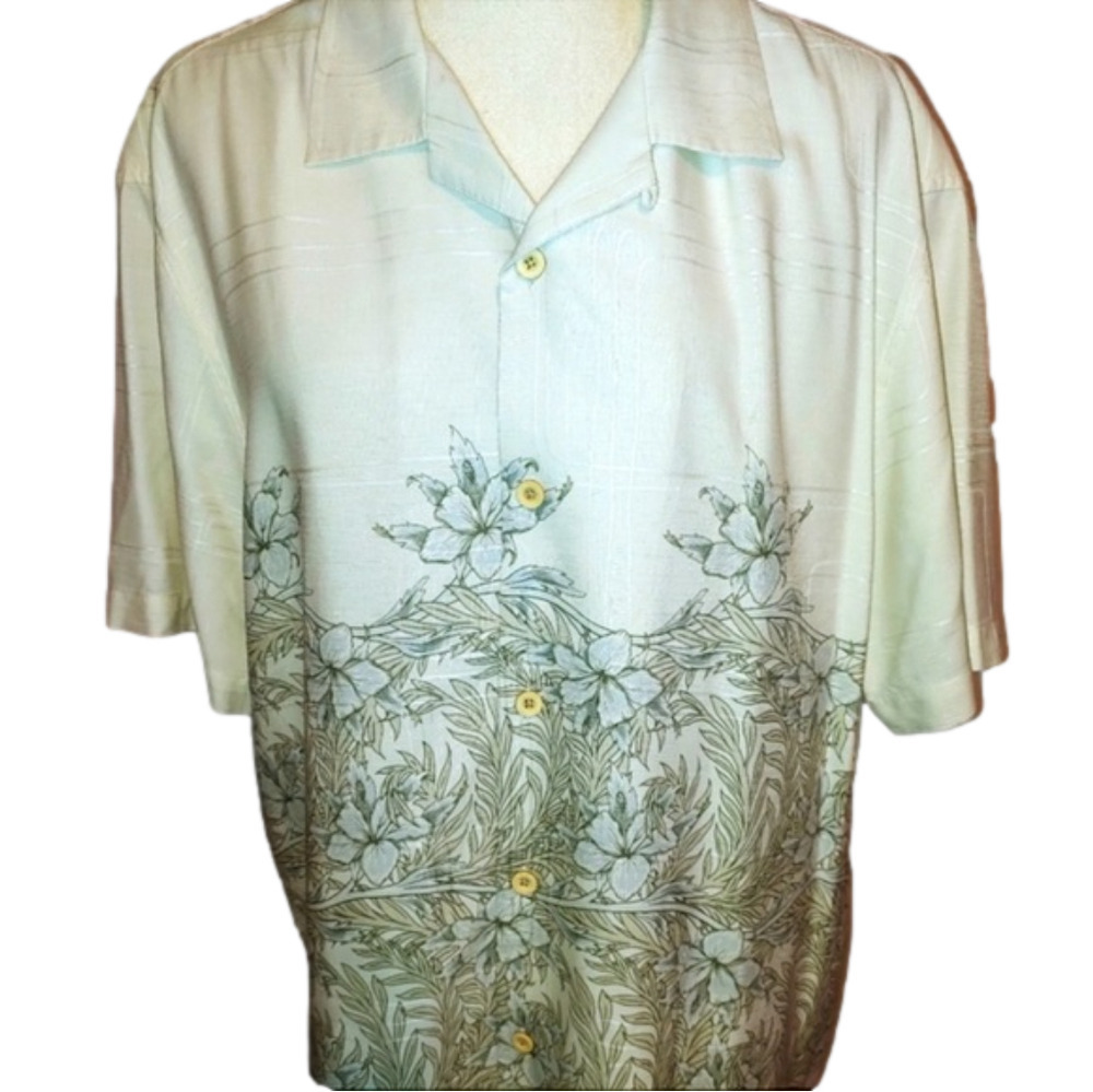 Tommy Bahama Silk Floral Camp Button Shirt L